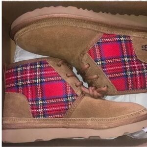 UGG Kids Boots in Tan and Red Plaid